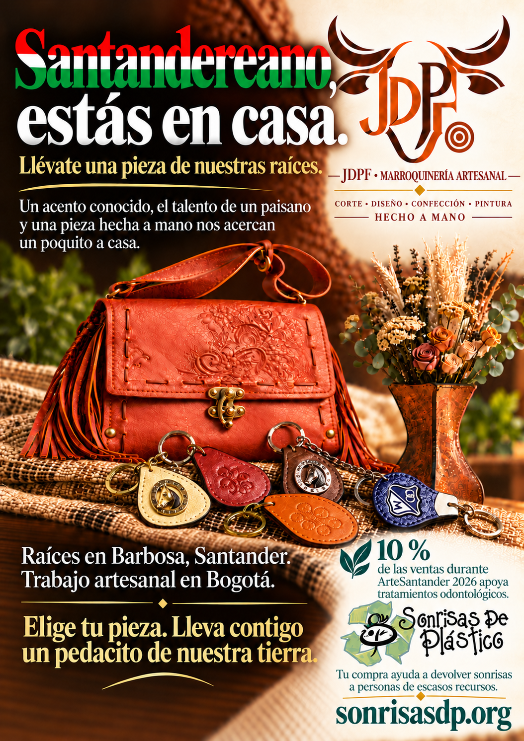 Flyer final de Arte Santander 2026: artesanías y solidaridad